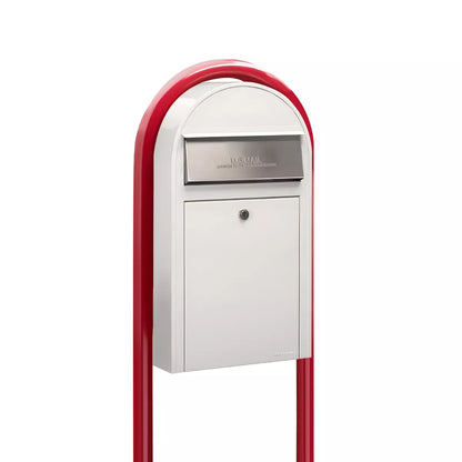 Bobi Grande Slim Front Access Modern Locking Mailbox with Round Post Combo – Multiple Color Options