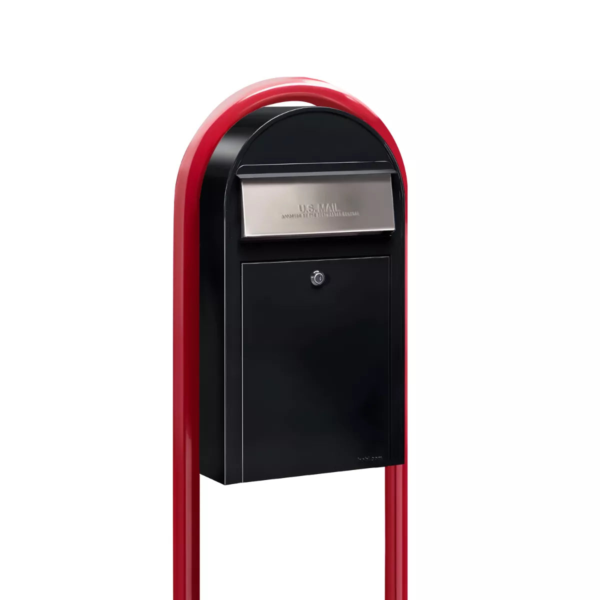 Bobi Grande Slim Front Access Modern Locking Mailbox with Round Post Combo – Multiple Color Options