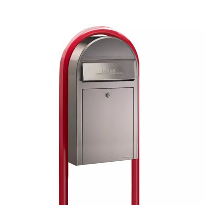 Bobi Grande Slim Front Access Modern Locking Mailbox with Round Post Combo – Multiple Color Options