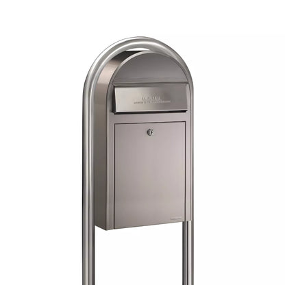 Bobi Grande Slim Front Access Modern Locking Mailbox with Round Post Combo – Multiple Color Options