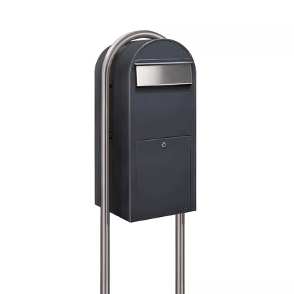 Bobi Jumbo Front Access Modern Locking Package Mailbox and Round Post Combo – Multiple Color Options