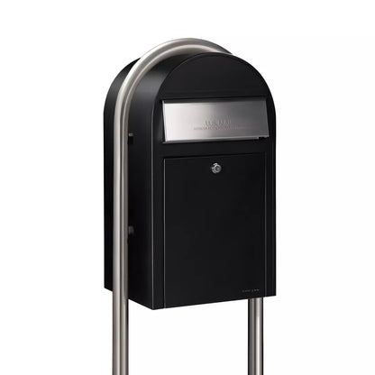 Bobi Grande Front Access Modern Locking Mailbox with Round Post Combo – Secure Small Parcel Delivery – Multiple Color Options