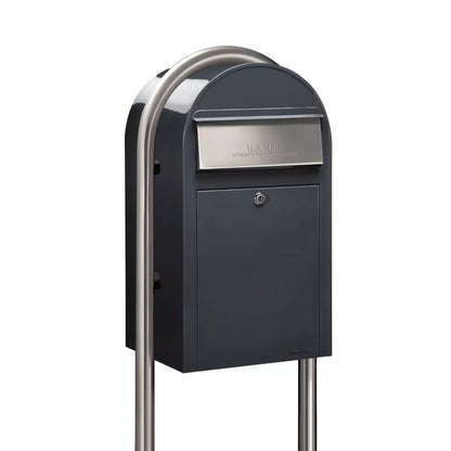 Bobi Grande Front Access Modern Locking Mailbox with Round Post Combo – Secure Small Parcel Delivery – Multiple Color Options