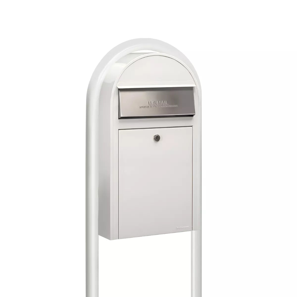 Bobi Grande Slim Front Access Modern Locking Mailbox with Round Post Combo – Multiple Color Options