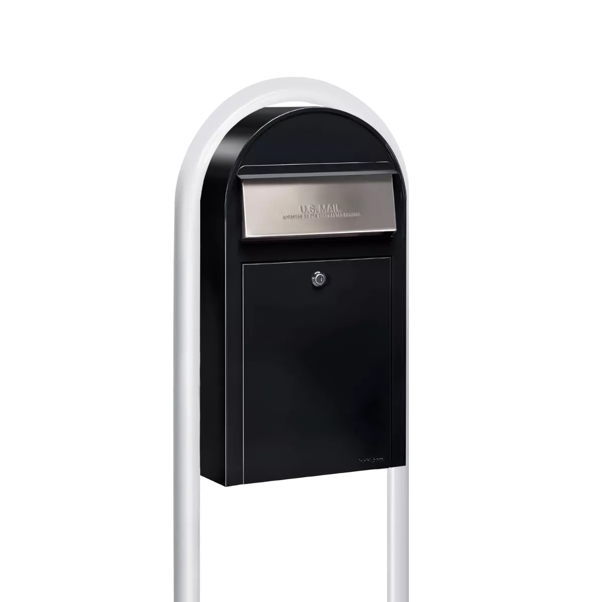 Bobi Grande Slim Front Access Modern Locking Mailbox with Round Post Combo – Multiple Color Options