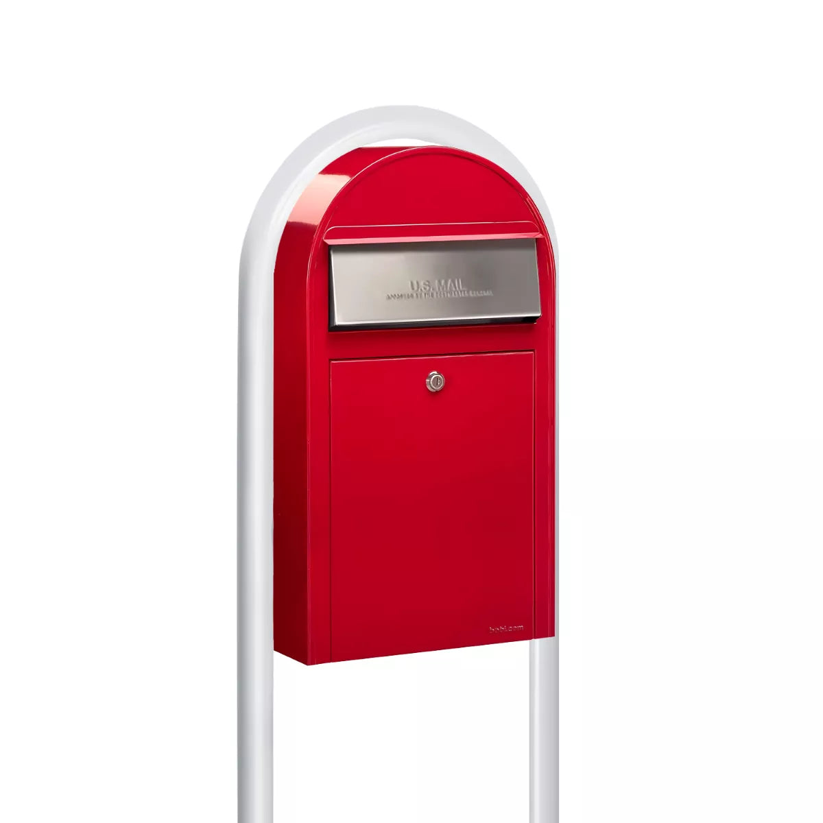 Bobi Grande Slim Front Access Modern Locking Mailbox with Round Post Combo – Multiple Color Options