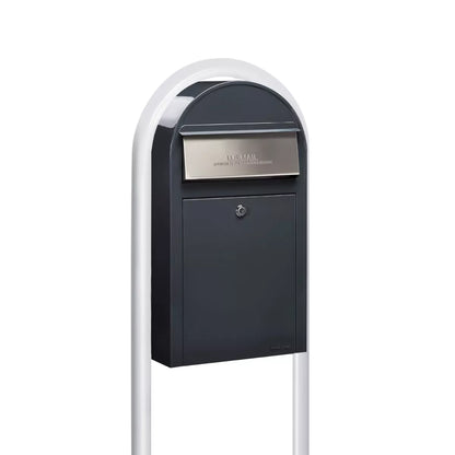 Bobi Grande Slim Front Access Modern Locking Mailbox with Round Post Combo – Multiple Color Options