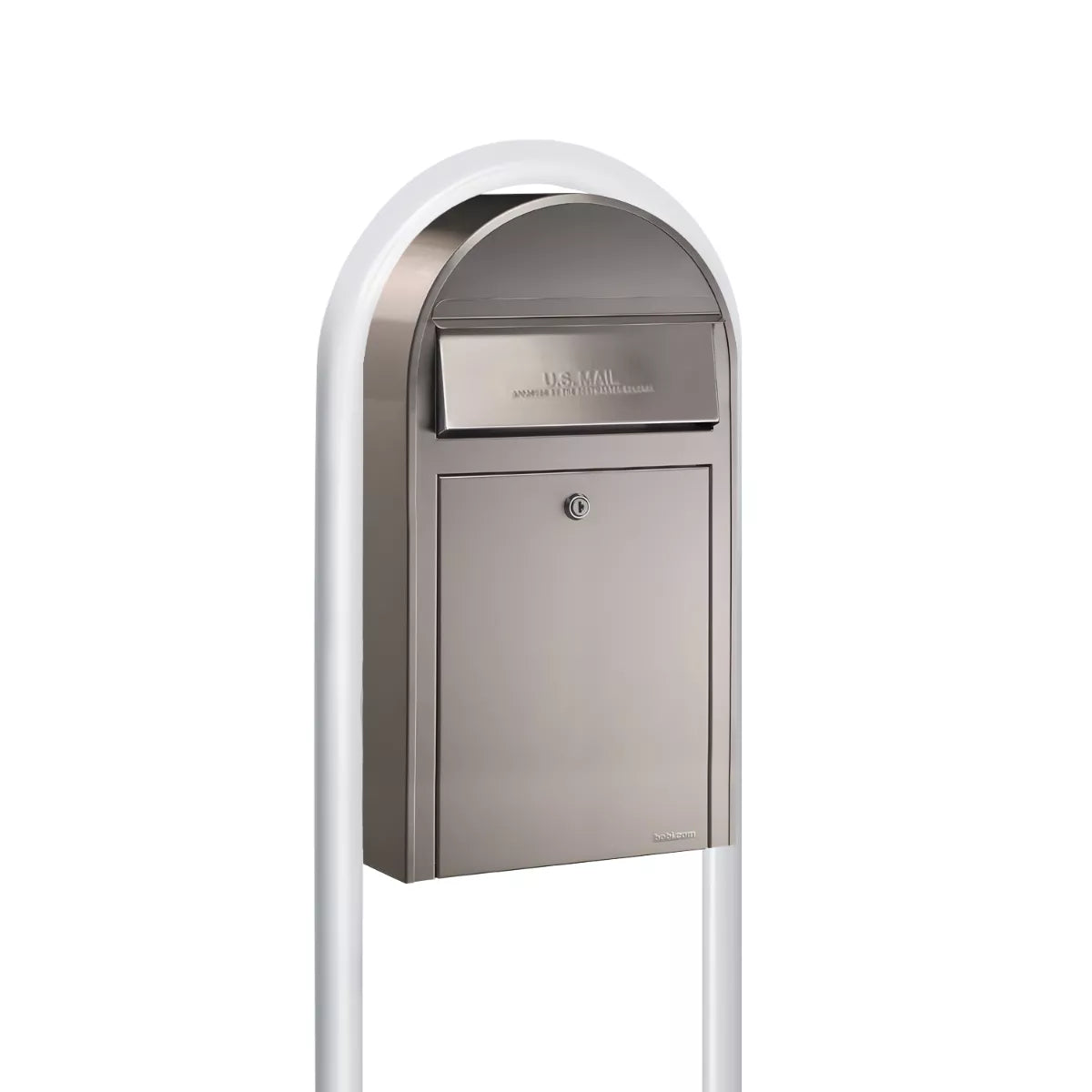 Bobi Grande Slim Front Access Modern Locking Mailbox with Round Post Combo – Multiple Color Options