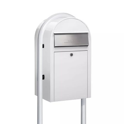 bobi classic white mailbox with round white post