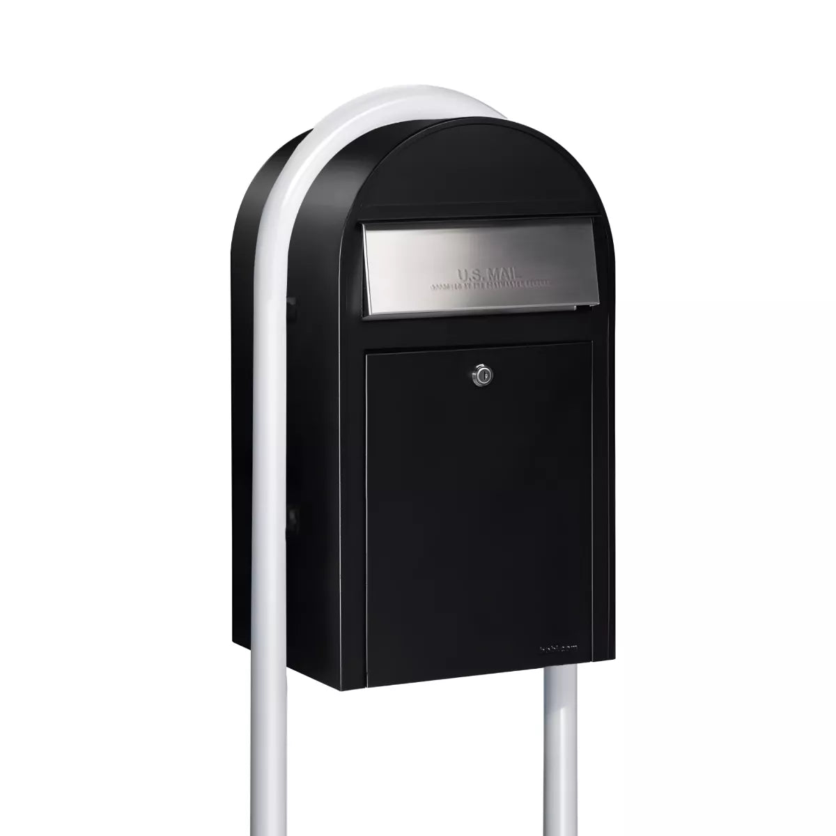 black bobi grande mailbox with white post