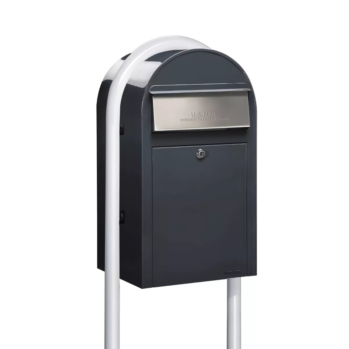 grey bobi grande mailbox with white post