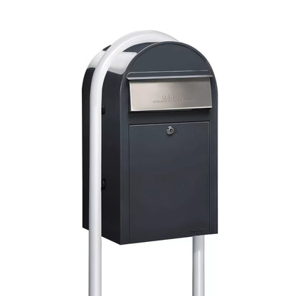 Bobi Grande Front Access Modern Locking Mailbox with Round Post Combo – Secure Small Parcel Delivery – Multiple Color Options