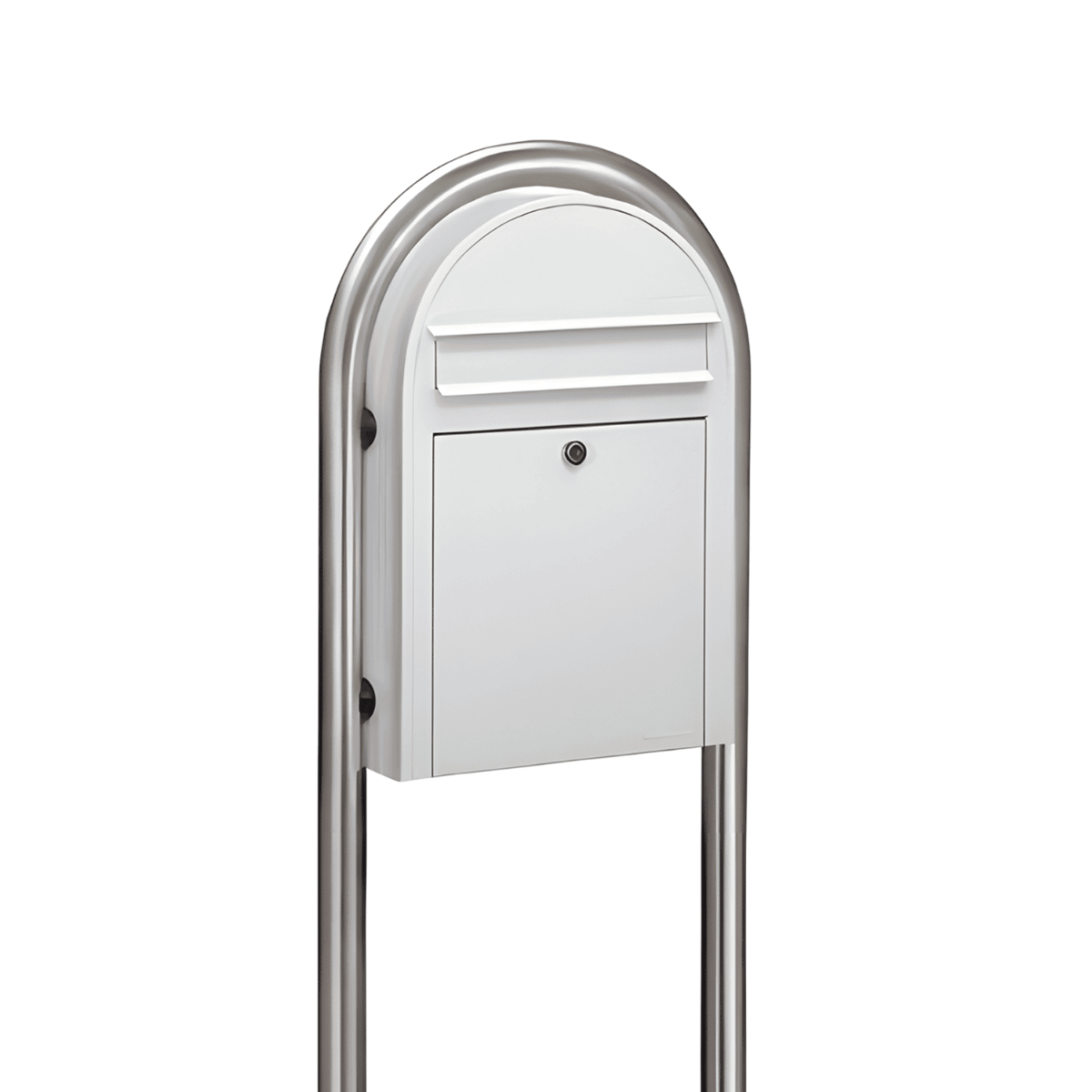 bobi classic s slim white mailbox with round zinc post