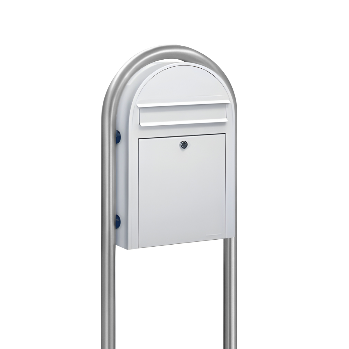 bobi classic s slim white mailbox with round zinc post