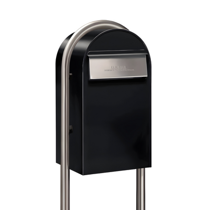 Bobi Grande B Rear Access Modern Locking Mailbox with Round Post Combo – Secure Small Parcel Delivery – Multiple Color Options