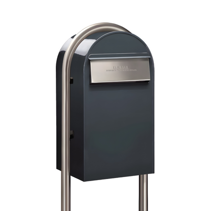 Bobi Grande B Rear Access Modern Locking Mailbox with Round Post Combo – Secure Small Parcel Delivery – Multiple Color Options