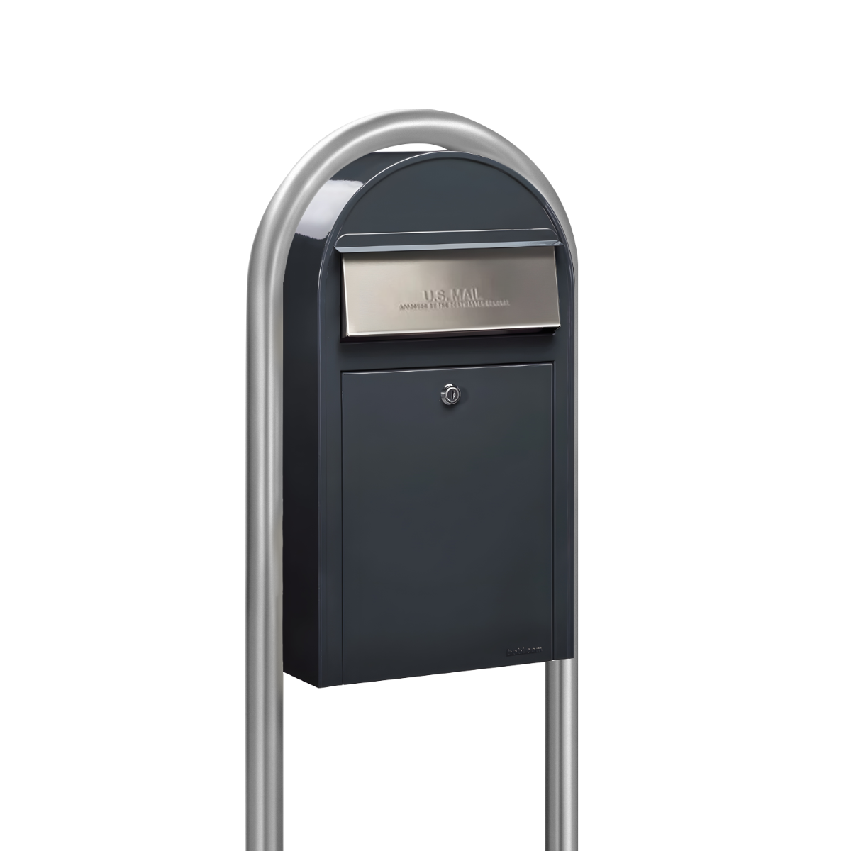 Bobi Grande Slim Front Access Modern Locking Mailbox with Round Post Combo – Multiple Color Options