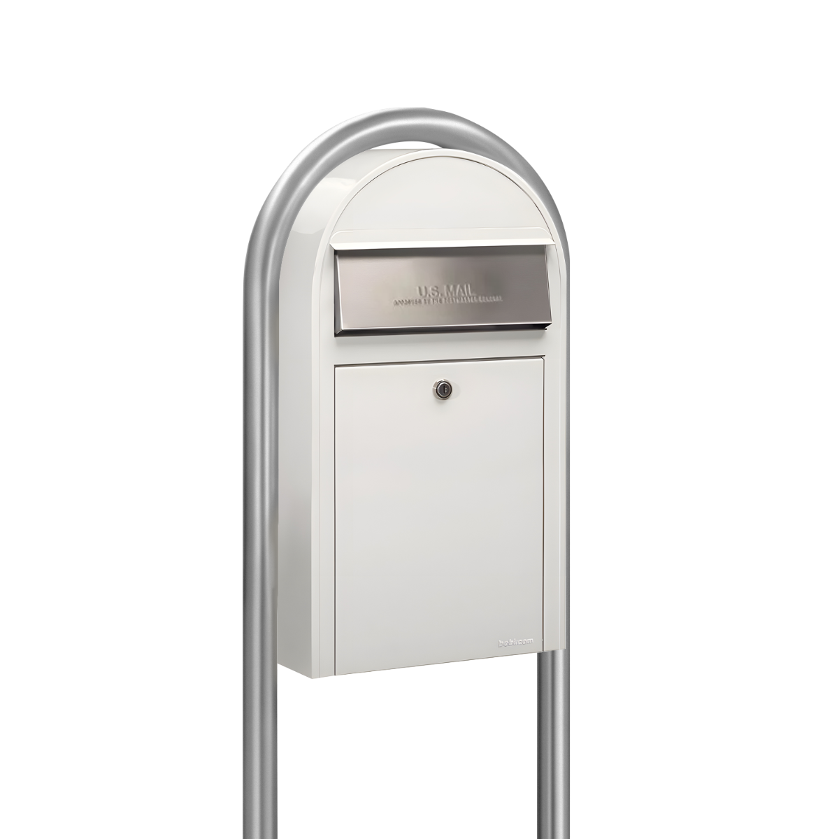 Bobi Grande Slim Front Access Modern Locking Mailbox with Round Post Combo – Multiple Color Options