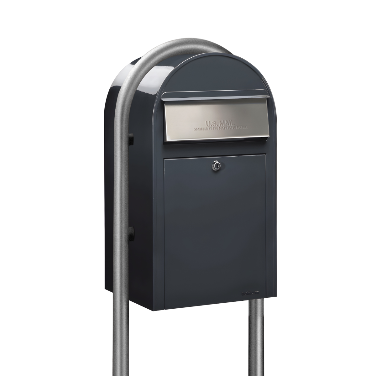 Bobi Grande Front Access Modern Locking Mailbox with Round Post Combo – Secure Small Parcel Delivery – Multiple Color Options