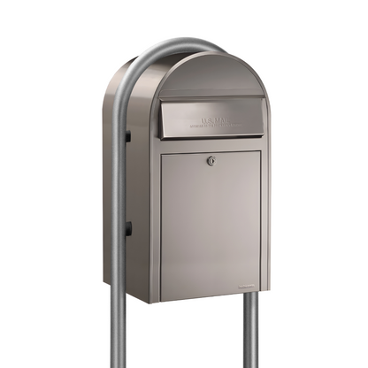 Bobi Grande Front Access Modern Locking Mailbox with Round Post Combo – Secure Small Parcel Delivery – Multiple Color Options